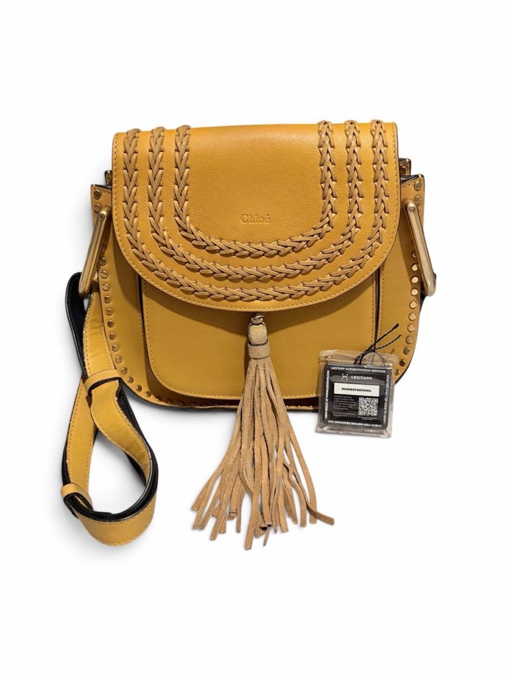 Chloé Small Hudson Mustard Yellow Leather Braided Crossbody Bag Suede Tassel